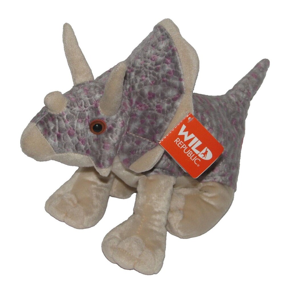 Wild Republic Plush Triceratops Dinosaur Stuffed Animal Multicolor 15"